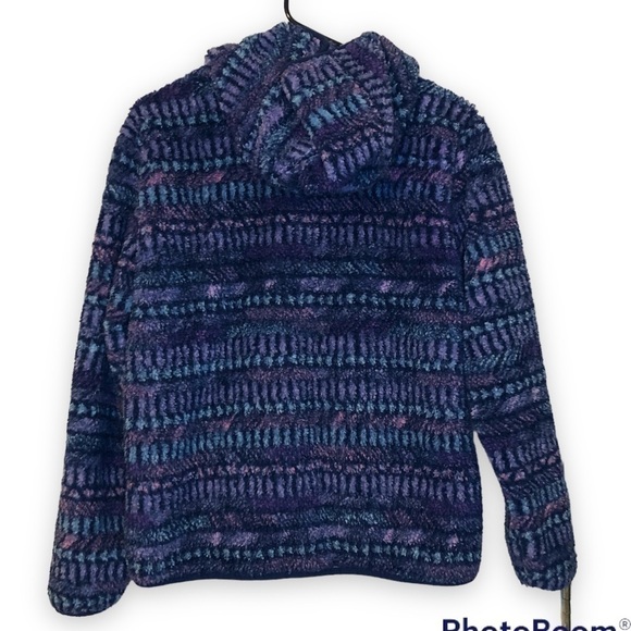 EDDIE Bauer Outdoor Girls Purple/Blue Sherpa Hooded Jacket Size L(14/16) - Picture 2 of 16